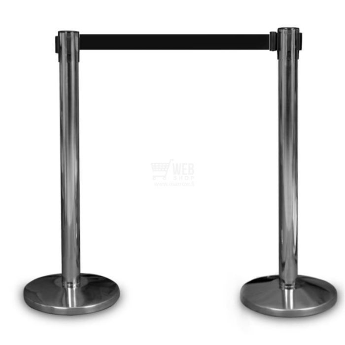 Quick-Up Belt Barrier - Chrome Black - rajaustolppa nauhalla