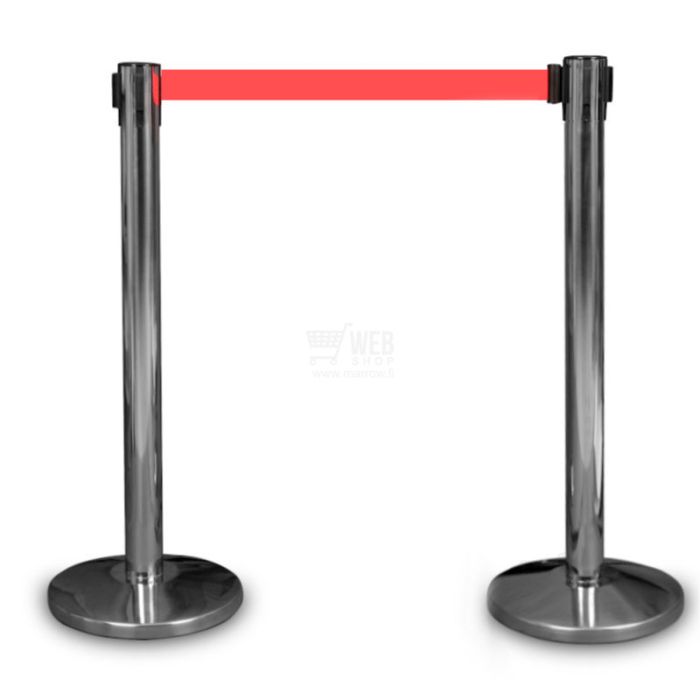 Quick-Up Belt Barrier - Chrome Red - rajaustolppa nauhalla