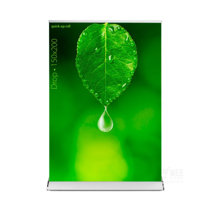 Quick-Up Roll - Drop 150x200 - roll-up teline edestä kuvattuna