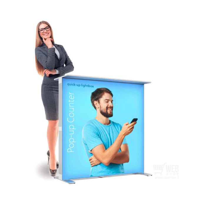 Quick-Up Lightbox - Pop-Up Counter taustavalaistu messutiski 