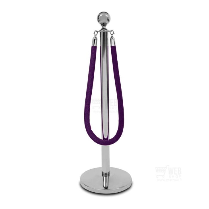 Violetti velour-rajausköysi ja Quick-Up Rope barrier -  Royal rajauspylväs