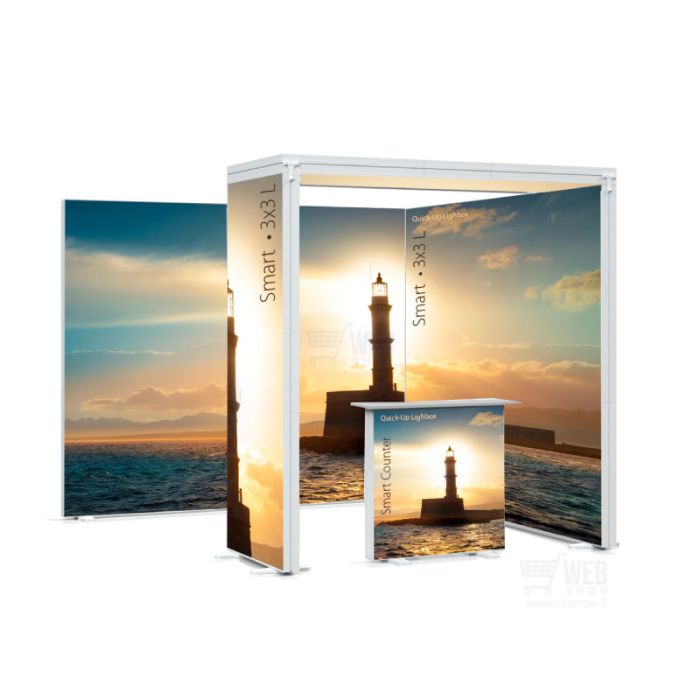 Quick-Up Lightbox - Smart 3x3 L / Top taustavalaistu messuosasto