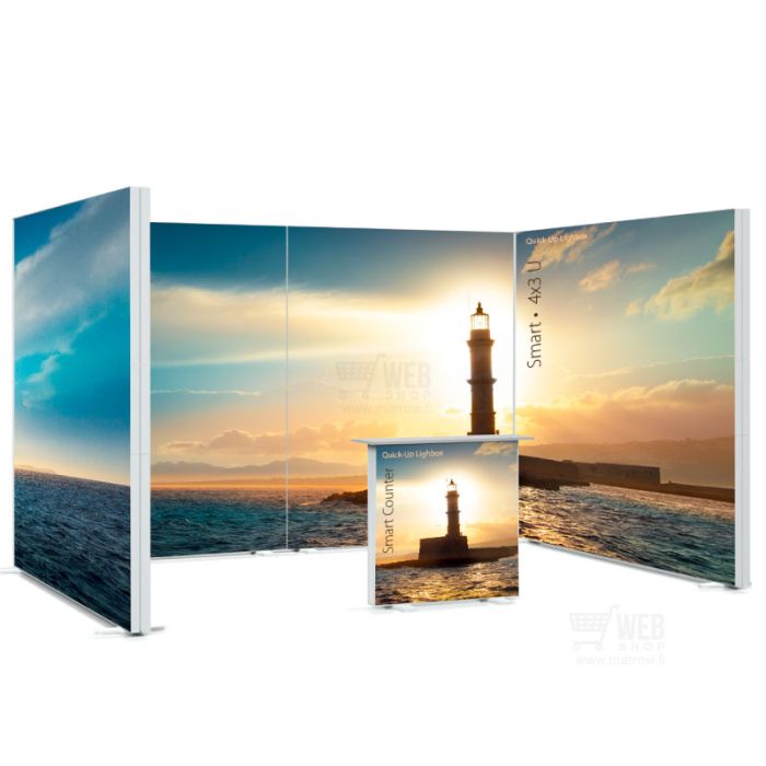 Quick-Up Lightbox - Smart 4x3 U taustavalaistu messuosasto