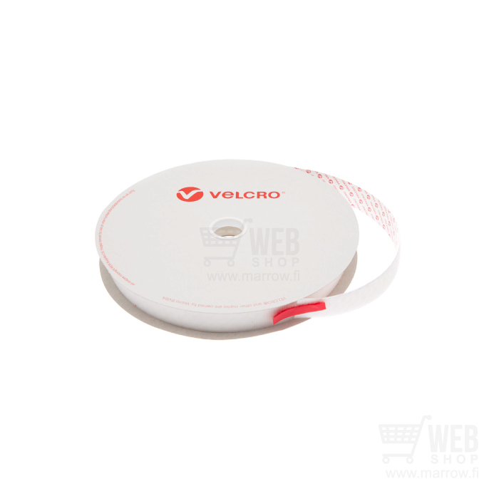 Velcro-tarra liimattava 2 cm rulla. Valkoinen (Hook / koukku) 3 Eur / m.