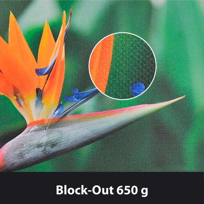Blockout 650g B1 kaksipuolinen banderollikangas.