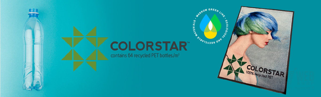 kierrätysmateriaaleista valmistettu Colorstar logomatto